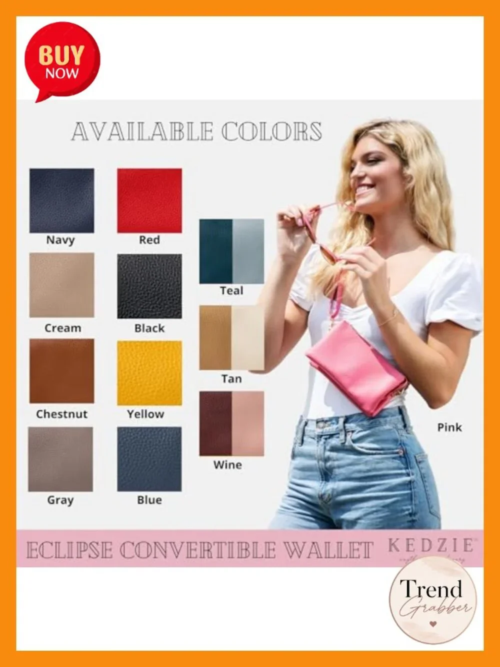 Vegan Leather Convertible Purse Wallet Crossbody Handbag Clutch